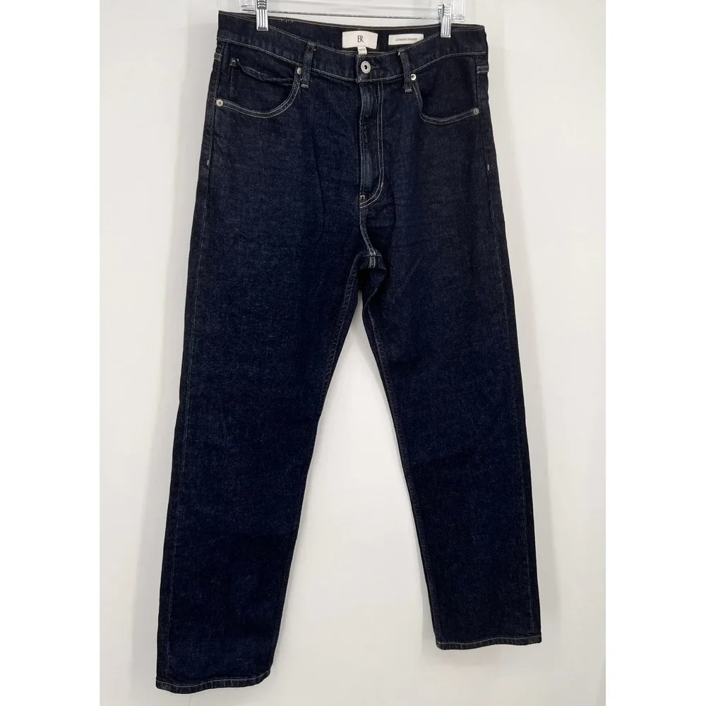 Banana Republic Authentic Straight Jeans Mens 33x32 Dark Wash‎ Indigo Denim